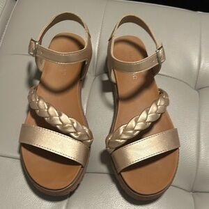 Andiamo Metallic gold Braided Strap Sandals - Stylish Summer Comfort